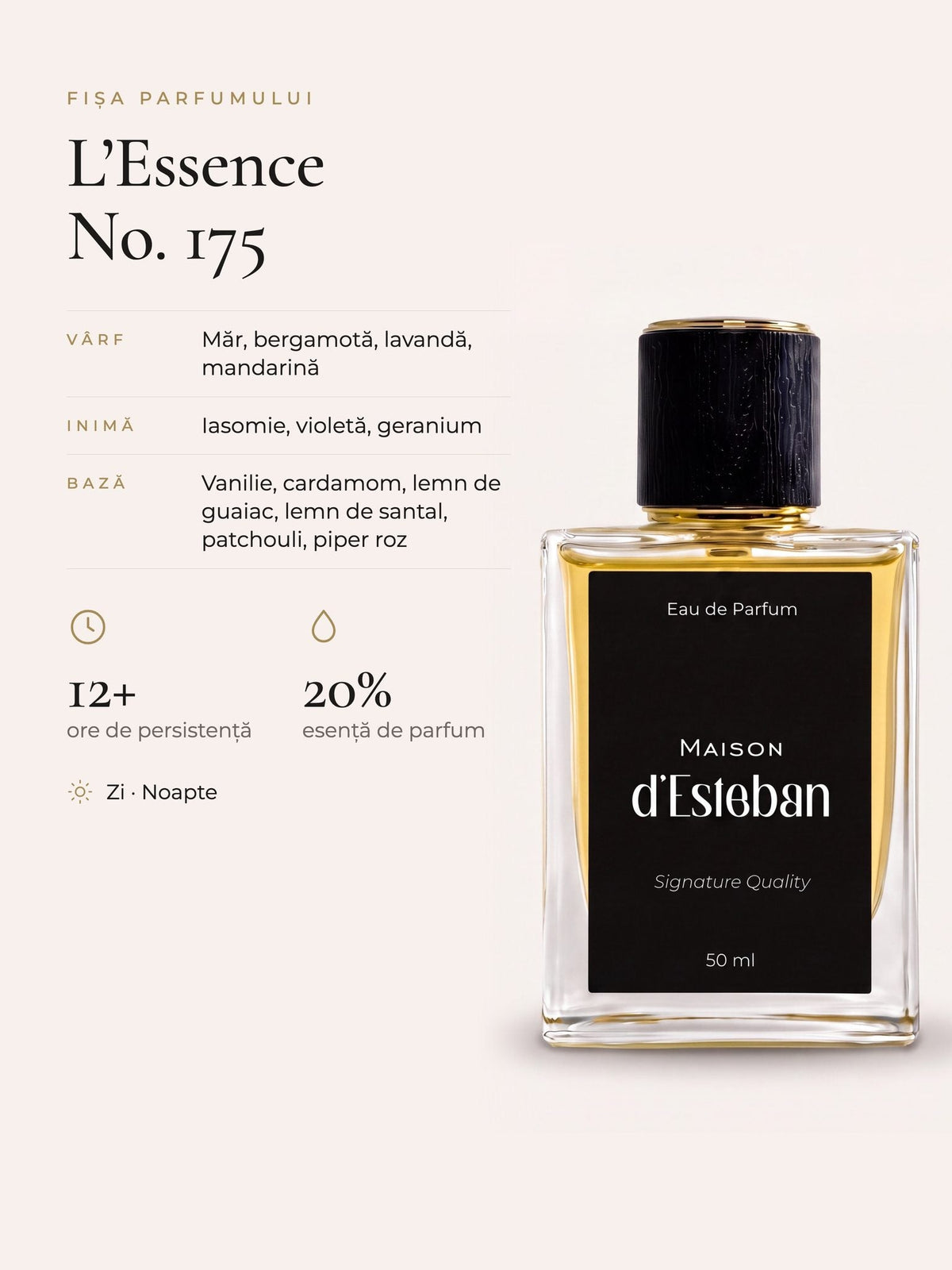 Maison d'Esteban No. 175 — fișa parfumului: note de vârf, inimă și bază, persistență și concentrație